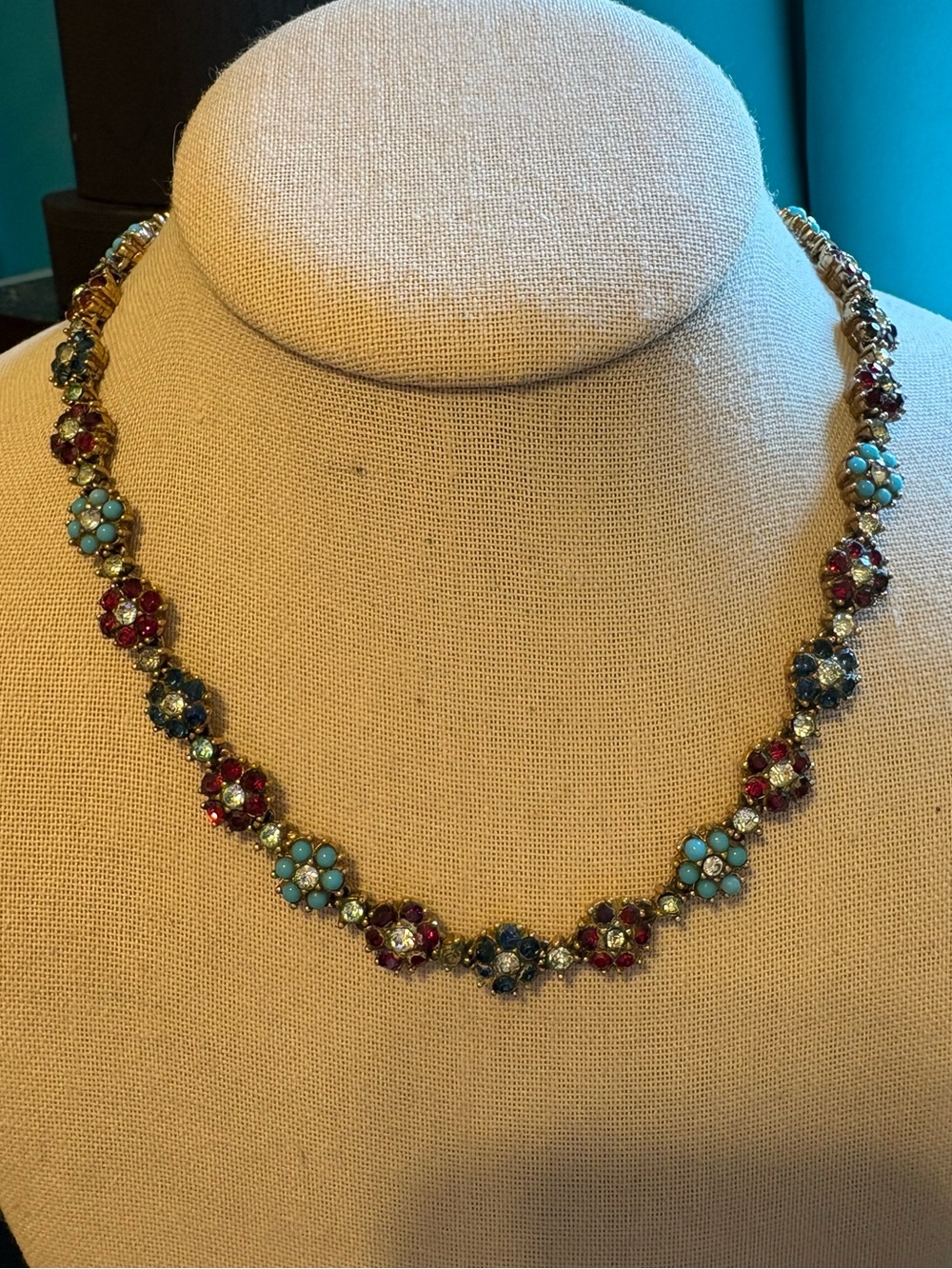 ciner vintage rhinestone necklaces gold tone 17” crystals intact Needs Cleaning